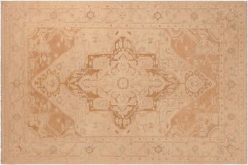 handmade Geometric Kafkaz Chobi Ziegler Brown Tan Hand Knotted RECTANGLE 100% WOOL area rug 6 x 9